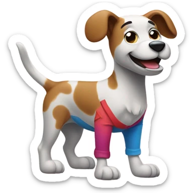 Dog wearing pants on his back legs sticker