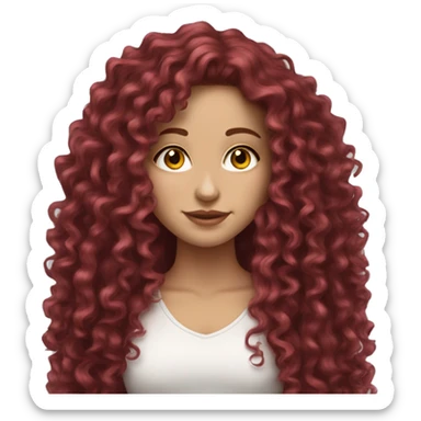 beautiful white girl with long burgundy curly hair  sticker