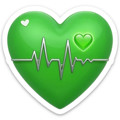 green heart with ECG heartbeat line sticker
