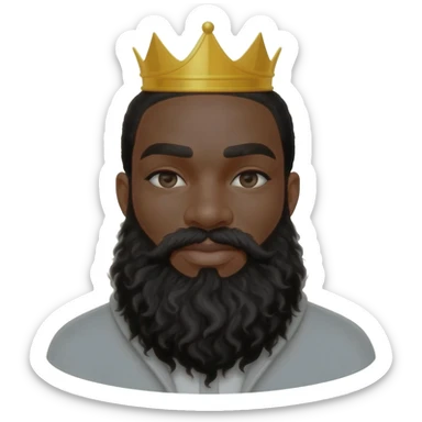 Black Man With Gold Crown With Black Long Beard sticker