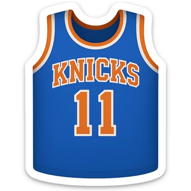 new york knicks basketball jersey featuring the number 11, twitter emoji style sticker