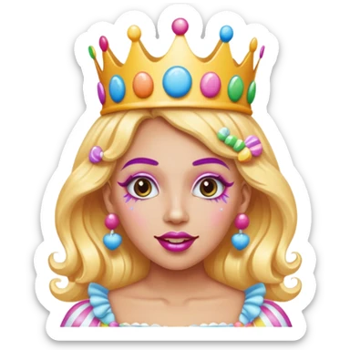 queen of the candyland, with candy makeup candy crown and just face sticker