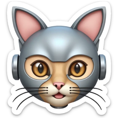 robot looking surprised with cat ears and looks funny sticker