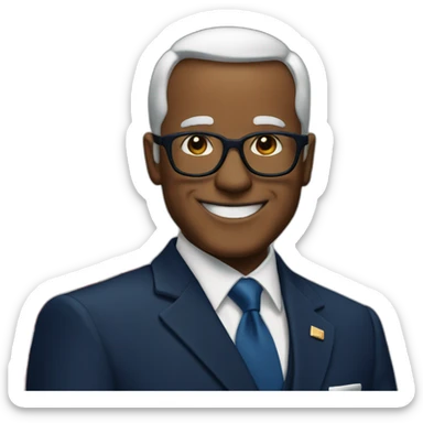happy president in a navy blue suit sticker