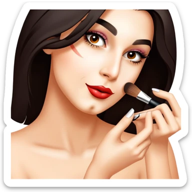 She is doing make up sticker