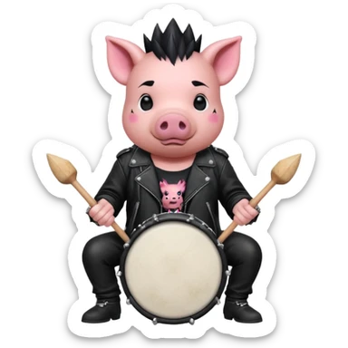 Punk drummer pig sticker