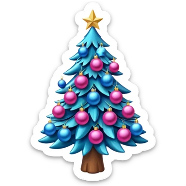A Christmas tree pink and blue ornaments  sticker