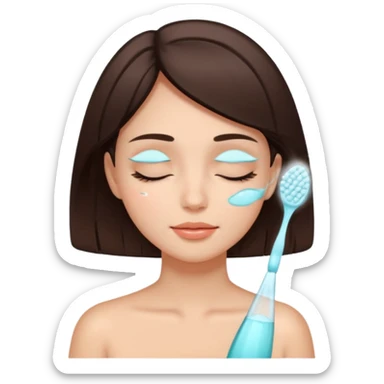 girl brunette getting a deep facial cleansing eyes closed sticker