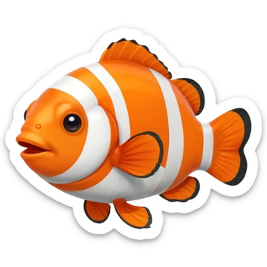 Full body of a clownfish, apple emoji style sticker