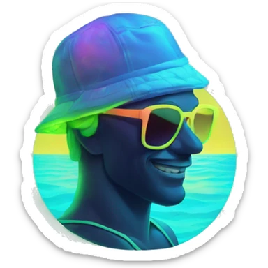 beach bum glowing neon elements sticker