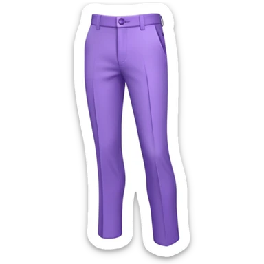 A 3D cartoon lavender-purple formal pant with visible seams and buttons, soft shading, isolated plain background, Memoji-style. sticker