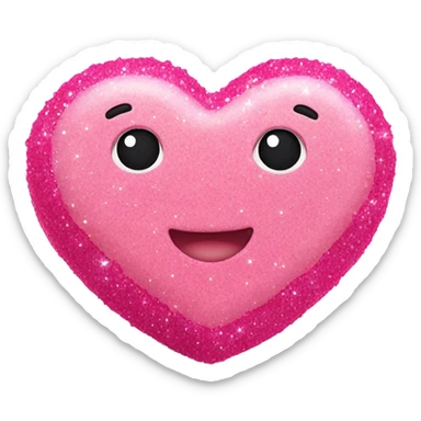 Hot pink heart shaped rice cake with glitter sticker