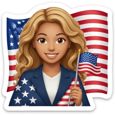 Beyonce with holding an american flag sticker