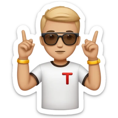 Cool gaming character with sunglasses and letter T sticker