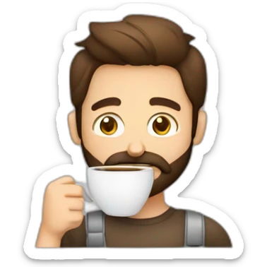 homem com barba segurando um copo café sticker