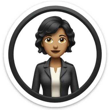 a woman with short black hair driving a car sticker