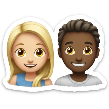 Boy and girl having fun together sticker