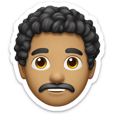 Latino man with wavy black hair mustache and goatee sticker