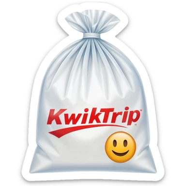 plastic bag with the words 'KwikTrip' printed on it, simple and recognizable sticker