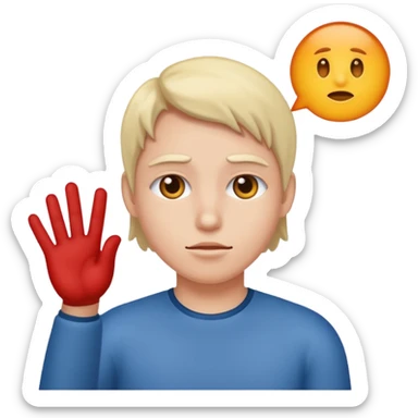 Person signaling no  sticker