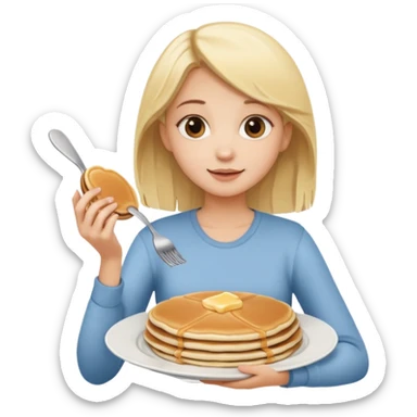 haz una chica rubia desayunando sticker