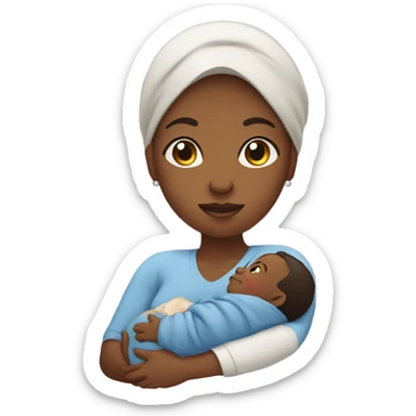 Black mom holding newborn son  sticker