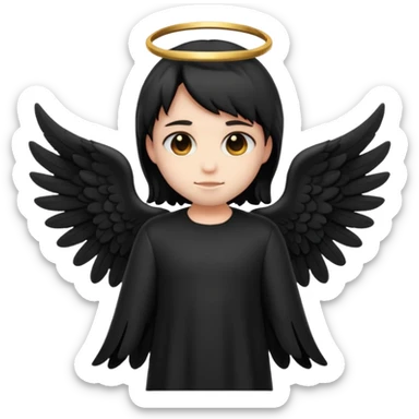 Créé un emojis avec une tenue complète d'ange et des ailes noir de demon sticker