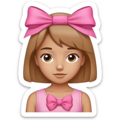 Cute tan girl wear a pink top and pink bow  sticker