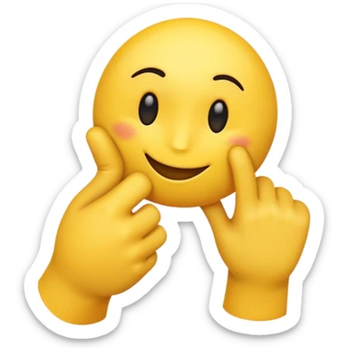 yellow emoji face with one arm bent covering face and other arm straight out  sticker