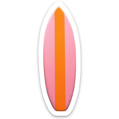 baby pink and orange surfboard by itself , no shadow with thin orange line down the middle sticker