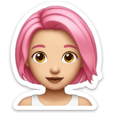 Cute girl with pink medium length hair sticker