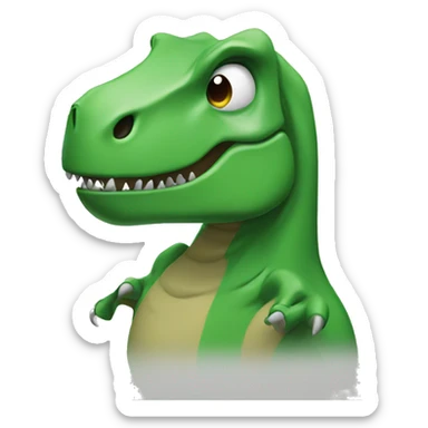 Green T-rex closing eyes with hands sticker