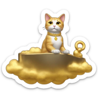 cat secretary sitting on top of the gold cloud sticker