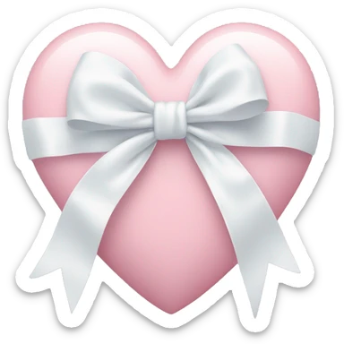 Pastel pink heart with white bow sticker
