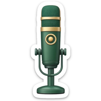 dark green radio microphone with light beige accents, no silver details, front view, Apple emoji style, no text sticker