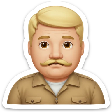 Chubby blonde guy with mustache  sticker