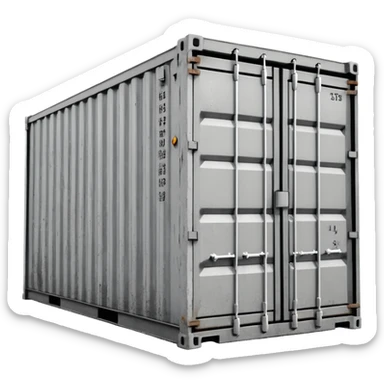 shipping container cast in raw grey concrete sticker