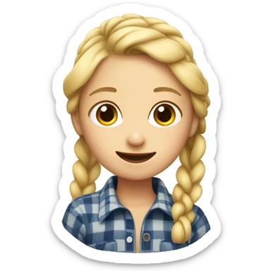 A blond girl with a braid in a flannel sticker