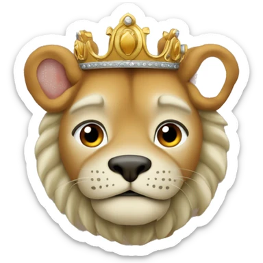 León con una corona señalando sticker