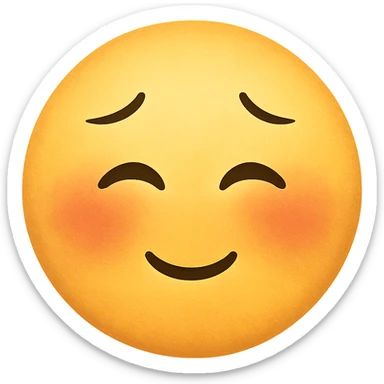 yellow face with blushing and shy expression emoji, digital illustration, no background sticker