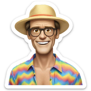 jim carrey face at the beach shirt and hat sticker