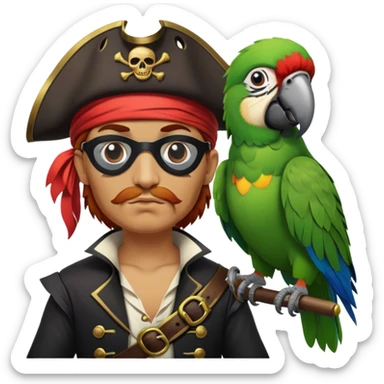 pirate with eye patch and parrot sticker