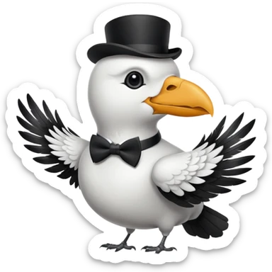 a white crow with a bowtie sticker