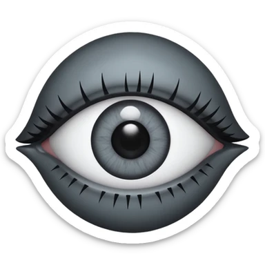 Minimal emoji, gothic futuristic eye, cold grey sclera, the pupil is fully replaced by a solid black number 8 eight, occult cyber aesthetic, sharp clean lines, flat emoji design, centered, transparent background sticker