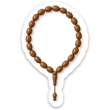 a tasbih (prayer beads) in brown color, elegant and simple, no background sticker