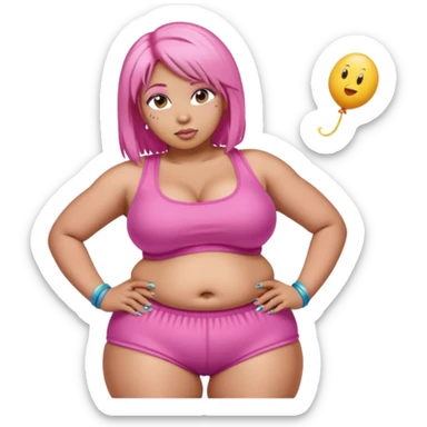  fat tan hucow pink hair nicki minaj with inflated belly sticker