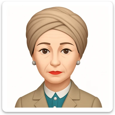 add a classic, neutral-colored turban to Simone de Beauvoir's head, keep the emoji style and all other features unchanged sticker