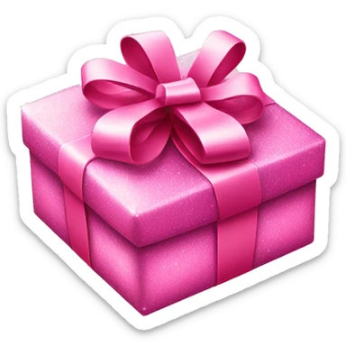 pink christmas gift with bow and glitter sticker