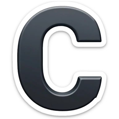 Minimal emoji of a bold capital letter “C” with a single diagonal slash cutting through it from top-left to bottom-right. Clean, flat design, high contrast, readable at small sizes, tech/startup style. Black background. sticker