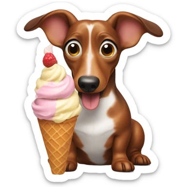 wiener dog eating ice cream sticker